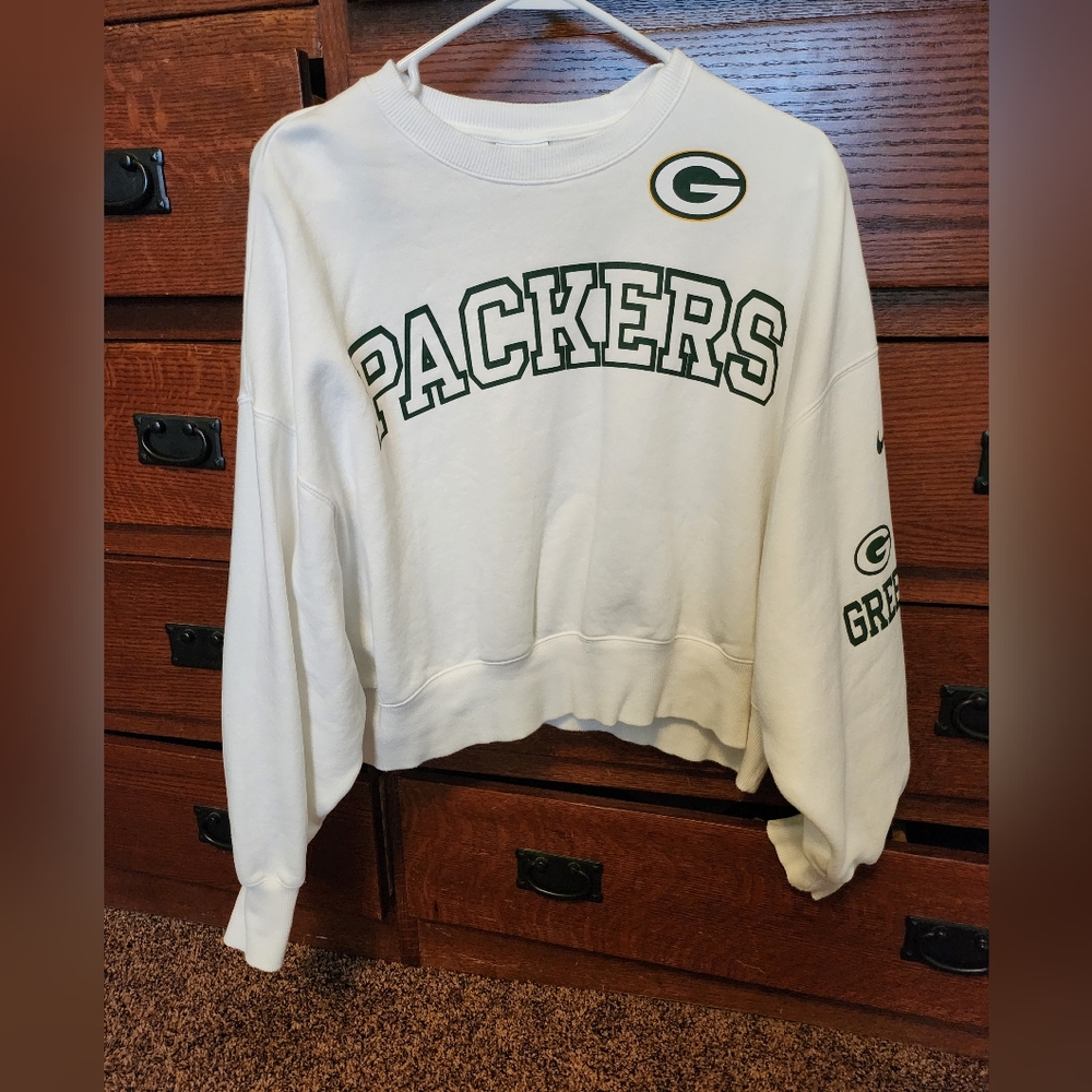 Nike White Packers Crew Neck Sweater